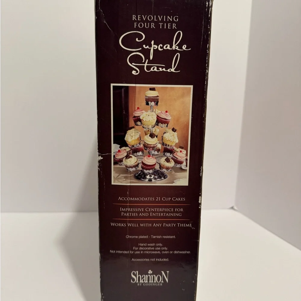 Shannon By Godinger Revolving Four Tier Chrome Cupcake Stand Vintage